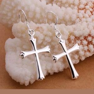 Silver cross 925 earrings